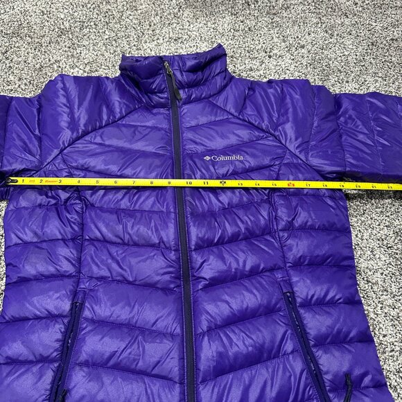 Women's COLUMBIA Omni-Heat Goose Down, Feather Jacket, Medium, Purple, Pre-owned - Picture 13 of 14